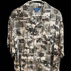 Puritan Mens' Motorcycle US Racer Button Down Short Sleeve Shirt Size XL Rayon